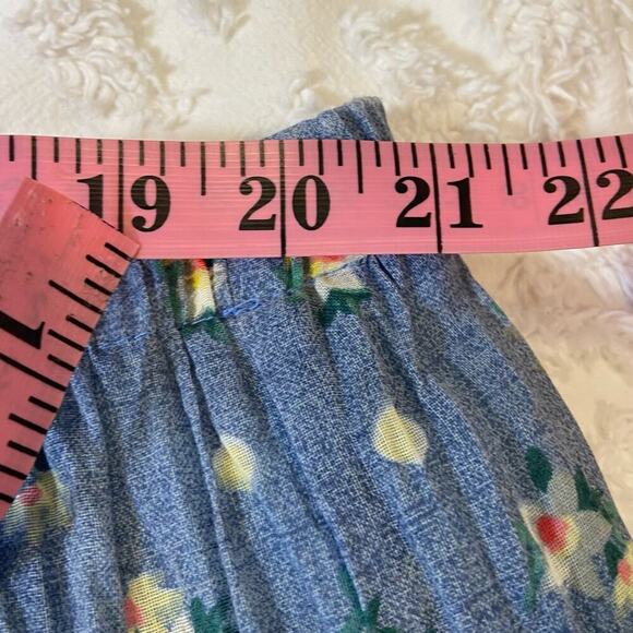 VTG HOWARD WOLF MADE IN USA Pleated Maxi Skirt Women's Floral Blue Cottagecore - Picture 10 of 10